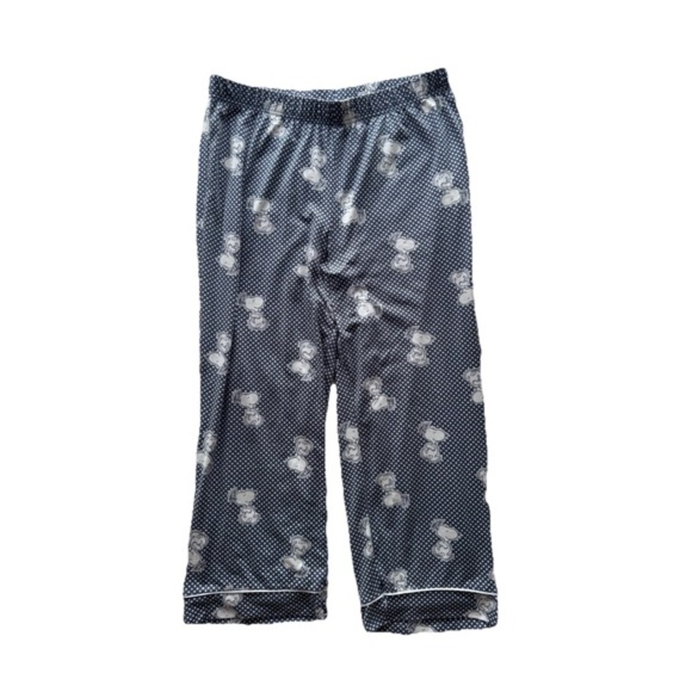 Peanuts Pajama Bottoms Women Size Large Blue And White With Snoopy Elastic Waist